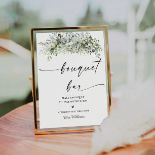 Eucalyptus Floral Bouquet Bar Sign