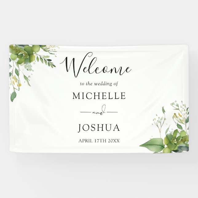 Eucalyptus Floral Elegant Wedding Welcome Banner (Horizontal)