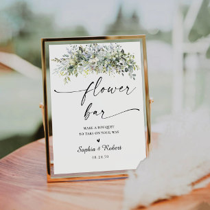 Eucalyptus Floral Flower Bar Sign