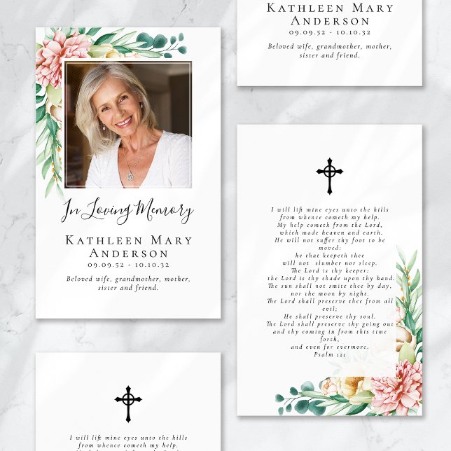 Eucalyptus Floral Funeral Memorial Prayer Card (Creator Uploaded)