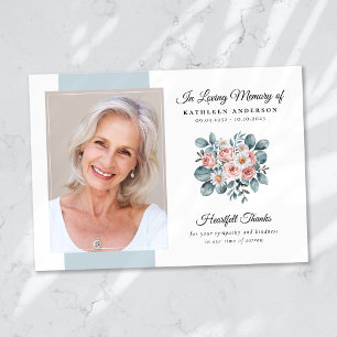 Eucalyptus Floral Funeral Memorial Thank You Card