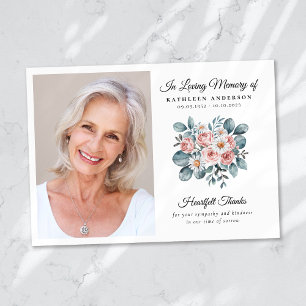 Eucalyptus Floral Funeral Memorial Thank You Card