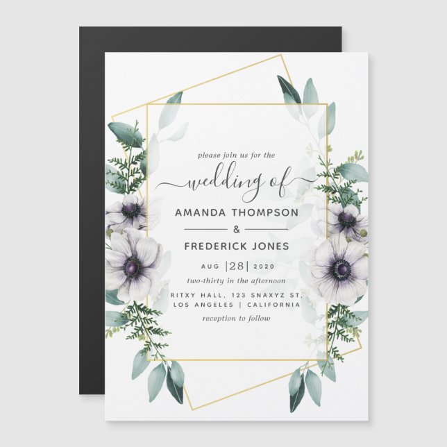 Eucalyptus Floral Geometric Wedding Magnetic Invitation (Front/Back)