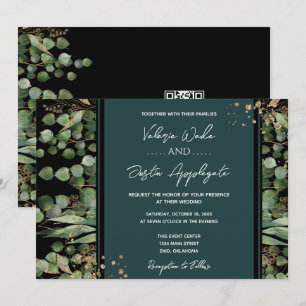 Eucalyptus Floral Gold Glitter Wedding Invitation