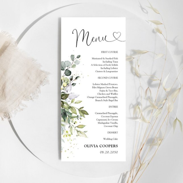 Eucalyptus Floral Greenery Baby Shower  Menu (Creator Uploaded)
