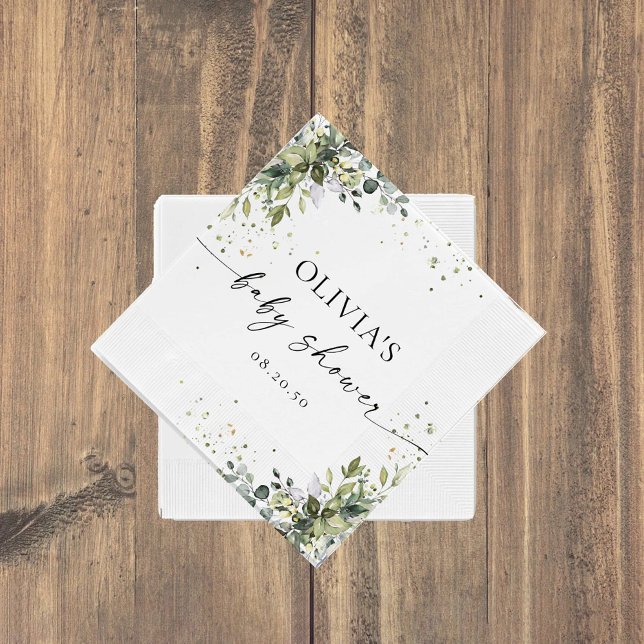 Eucalyptus Floral Greenery Baby Shower Paper Napkin (Creator Uploaded)