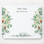 Eucalyptus Floral Greenery Monogram Simple Custom Mouse Pad<br><div class="desc">Eucalyptus Floral Greenery Monogram Custom Text Mouse Pad. All the photos and texts are pre-arranged for you to personalise easily and quickly with your own details. For many other designs,  please visit store collection:   
https://www.zazzle.com/collections/119376792509928647</div>