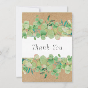 Eucalyptus Floral Greenery Rustic Kraft Thank You Card