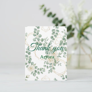 Eucalyptus Floral Greenery Wedding Thank You Card