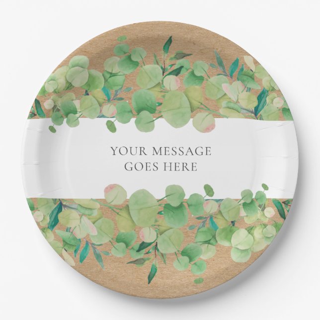 Eucalyptus Floral Paper Plate (Front)