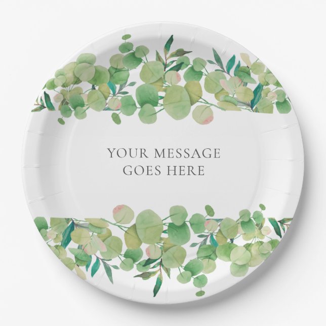 Eucalyptus Floral Paper Plate (Front)