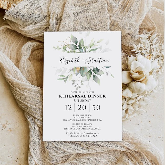 Eucalyptus Floral Rehearsal Dinner Invitation (Creator Uploaded)