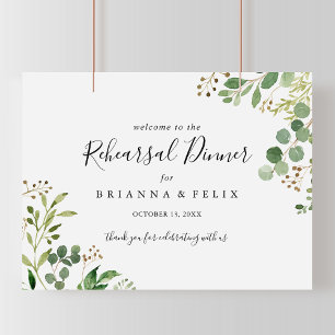 Eucalyptus Floral Rehearsal Dinner Welcome Sign