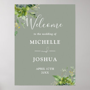 Eucalyptus Floral Sage Green Wedding Welcome Sign