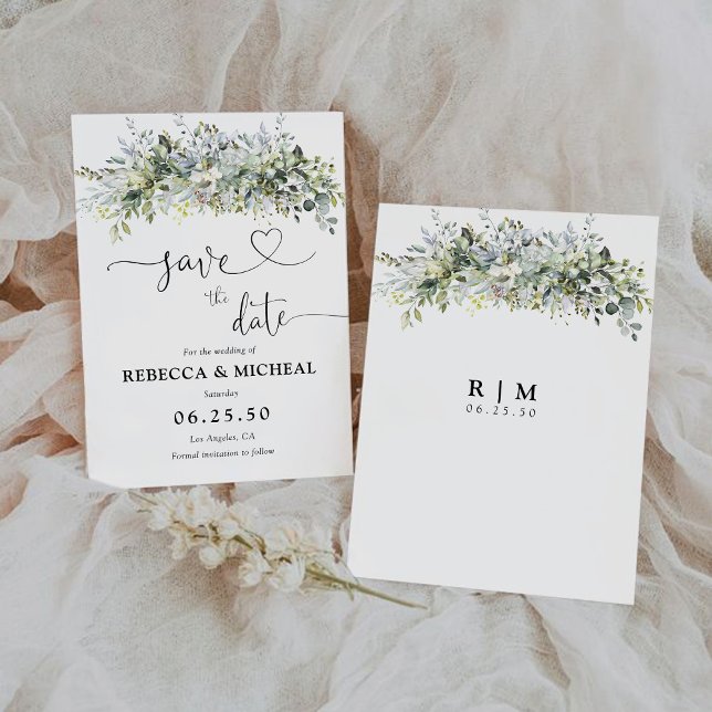 Eucalyptus Floral Save The Date Card (Creator Uploaded)
