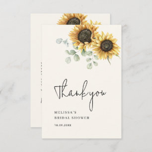 Eucalyptus Floral Sunflower Bridal Shower Thank You Card
