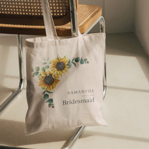 Eucalyptus Floral Sunflower Bridesmaid Favour Tote Bag