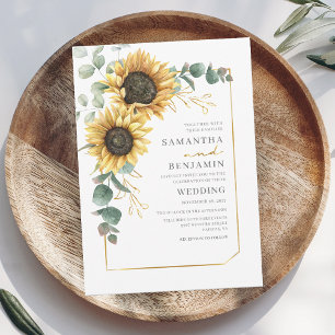 Eucalyptus Floral Sunflower Succulent Wedding Invitation