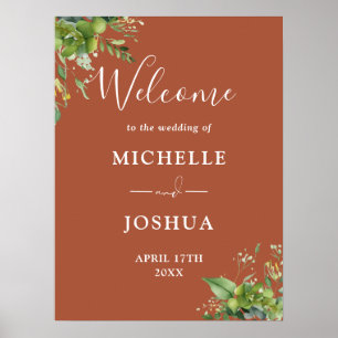 Eucalyptus Floral Terracotta Wedding Welcome Sign