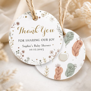 Eucalyptus Floral Watercolor Baby Shower Thank You Favour Tags