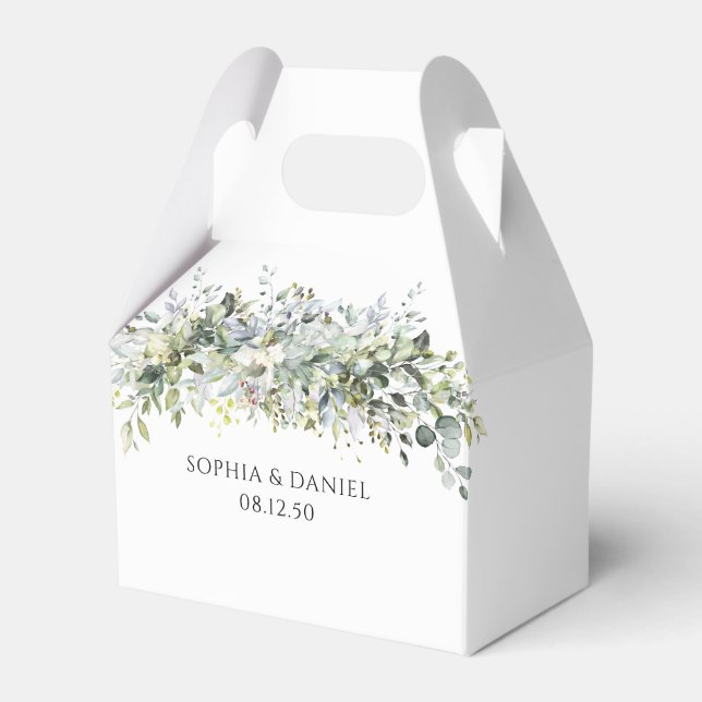 Eucalyptus Floral Wedding Ceremony Favour Box (Front Side)