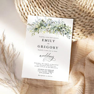 Eucalyptus Floral Wedding Ceremony Invitation