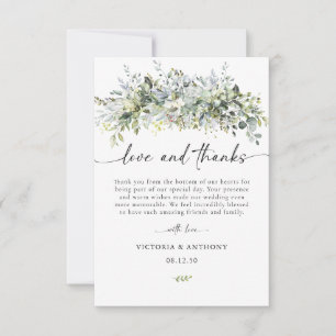 Eucalyptus Floral Wedding Ceremony Thank You Card