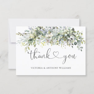 Eucalyptus Floral Wedding Ceremony Thank You Card