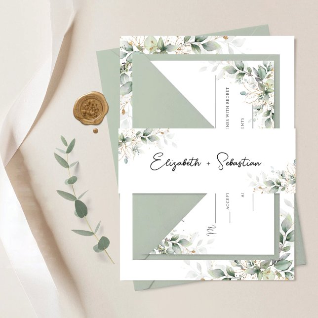 Eucalyptus Floral Wedding Invitation Belly Band (Creator Uploaded)