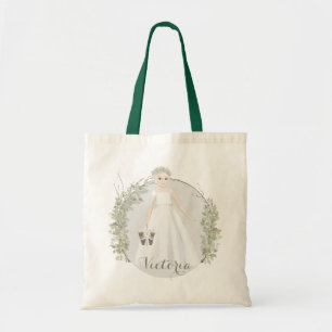 Eucalyptus Flower Girl Name Tote Bag