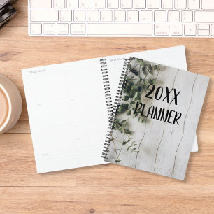 Eucalyptus Flowers on Rustic Wood Planner