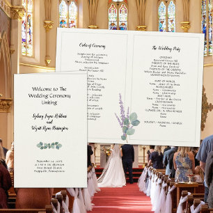 Eucalyptus Folded Wedding Program Felt Paper