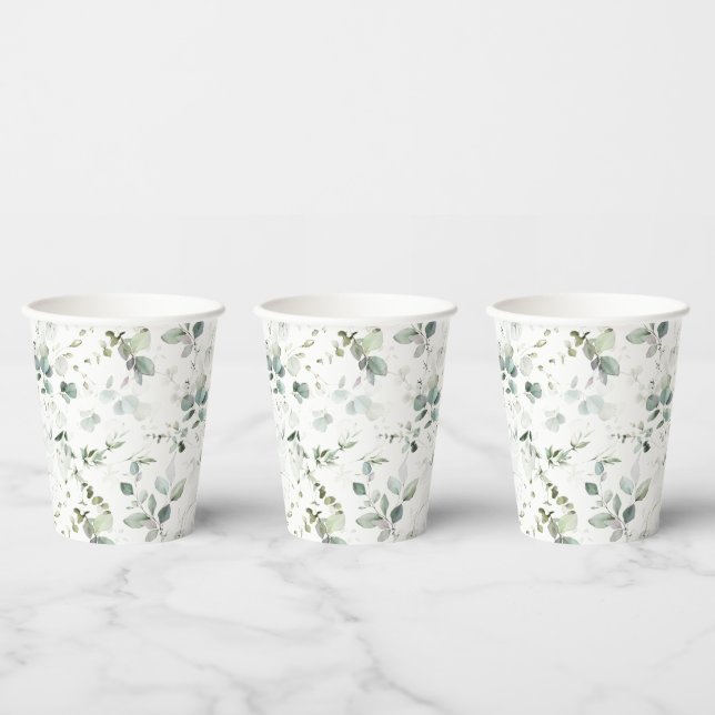 Eucalyptus Foliage Baby or Bridal Shower Paper cup (Multi)