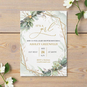 Eucalyptus Foliage Boho Greenery Baby Shower Invitation