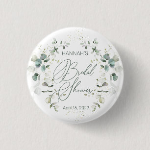 Eucalyptus Foliage Bridal Shower  3 Cm Round Badge