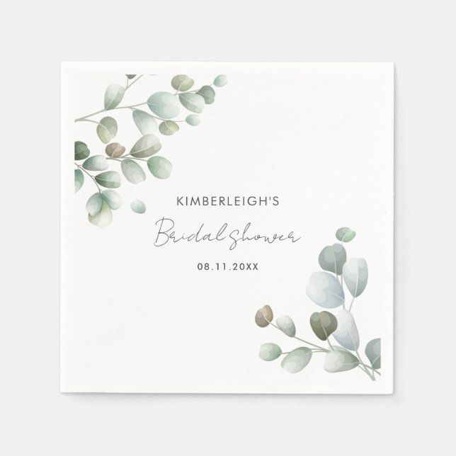 Eucalyptus Foliage Bridal Shower Paper Napkin (Front)