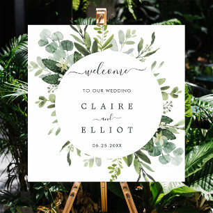 Eucalyptus Foliage Circle Frame Wedding Welcome Poster
