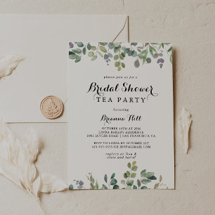 Eucalyptus Foliage Delight Bridal Shower Tea Party Invitation
