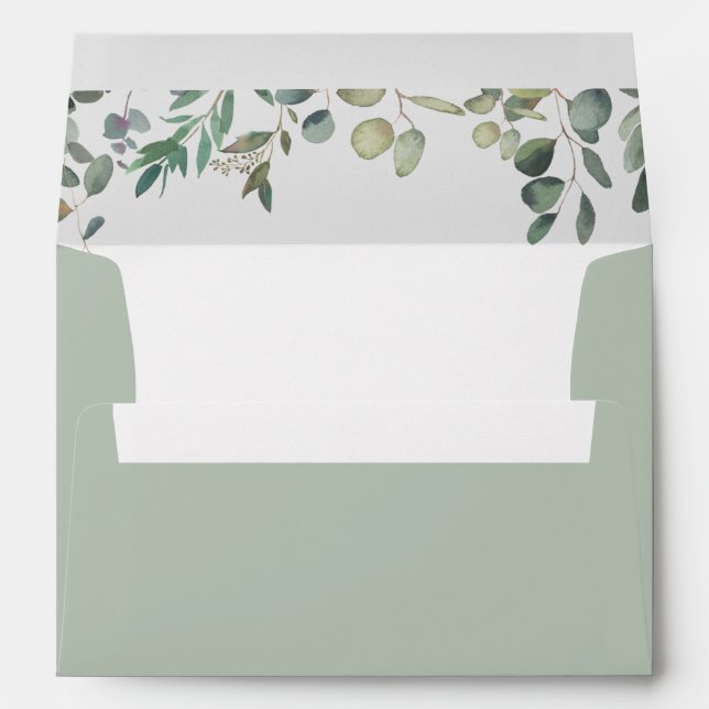 Eucalyptus Foliage Delight Wedding Invitation Envelope (Back (Bottom))