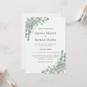 Eucalyptus Foliage Dusty Miller Botanical Wedding Invitation