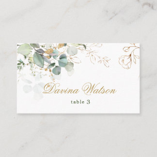 Eucalyptus Foliage Golden Floral Place card