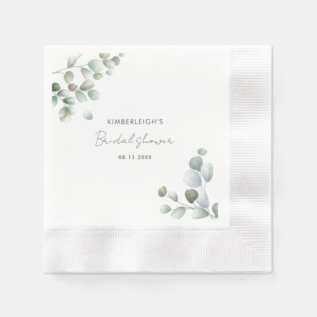 Eucalyptus Foliage Greenery Bridal Shower Napkin (Front)