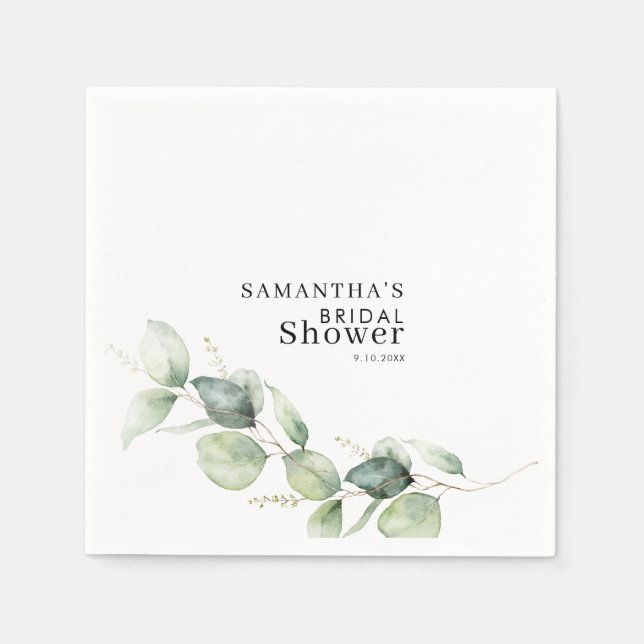 Eucalyptus Foliage Greenery Bridal Shower Paper Napkin (Front)
