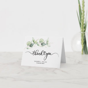 Eucalyptus Foliage Hand-Lettered Wedding Thank You Card