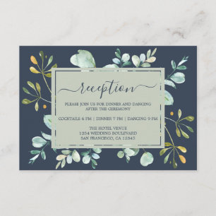 Eucalyptus Foliage Navy Blue Botanical Wedding Enclosure Card