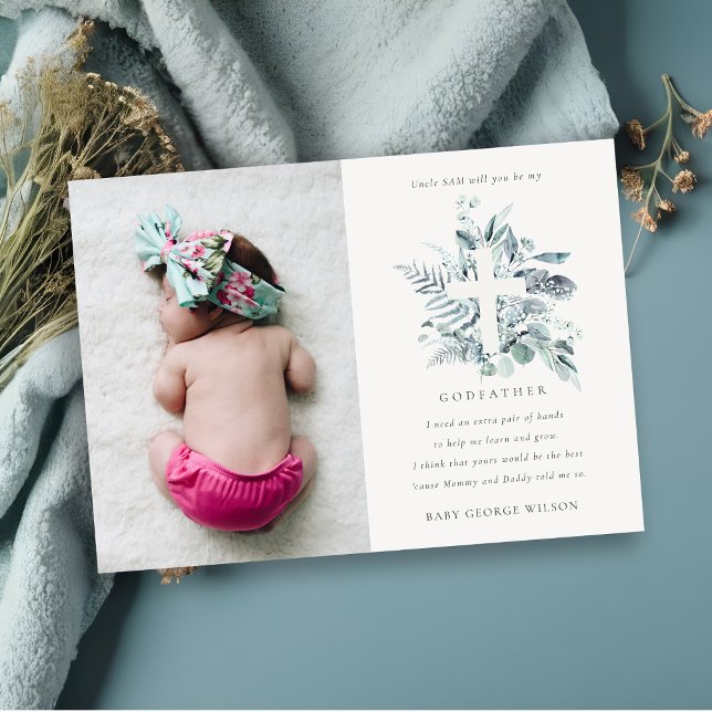 Eucalyptus Foliage Photo Godfather Proposal Invite (Creator Uploaded)