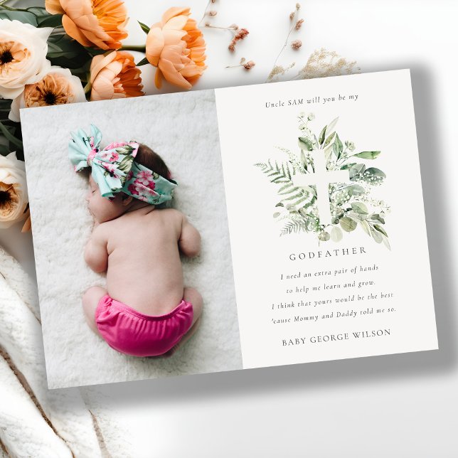 Eucalyptus Foliage Photo Godfather Proposal Invite (Creator Uploaded)