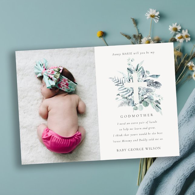 Eucalyptus Foliage Photo Godmother Proposal Invite (Creator Uploaded)