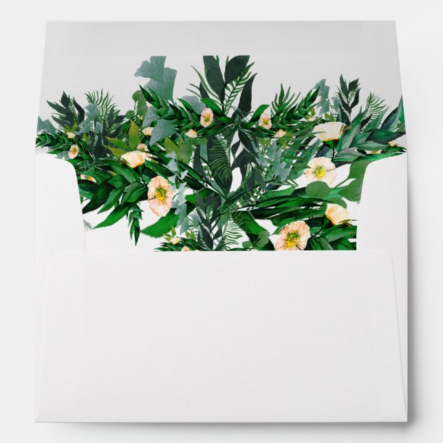 Eucalyptus Foliage Rustic Green White Wedding Envelope (Back (Bottom))