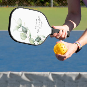 Eucalyptus Foliage Script Bridal Shower Pickleball Paddle